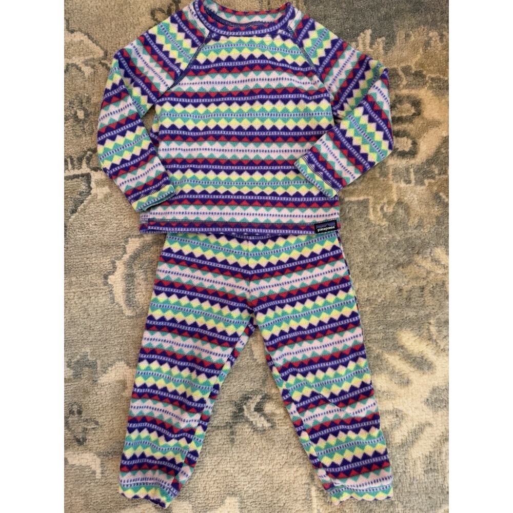 PATAGONIA Toddler Purple Micro D Crew Fleece Sweat Suit Matching Set 2 Pieces 2T